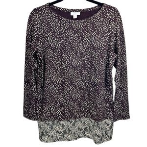 J. Jill Animal Print Pima Cotton Modal Tunic Top Size Small Petite Mature Casual